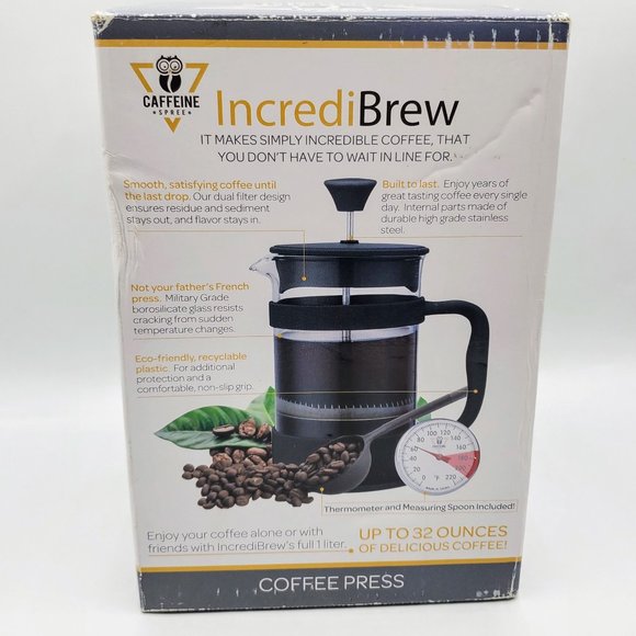 NIB CAFFEINE SPREE INCREDIBREW COFFEE PRESS - Picture 6 of 9